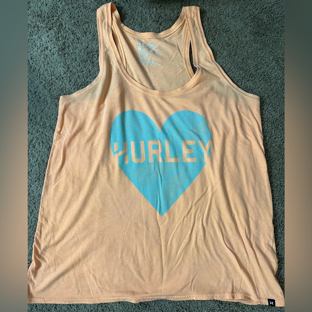 Hurley Coral Tank Top with Sky Blue Heart